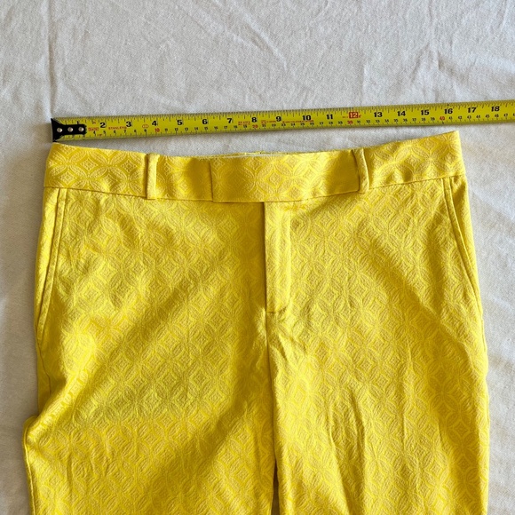 Banana Republic Yellow Brocade Cropped Ankle Pants Geometric Print Tailored - Picture 9 of 12